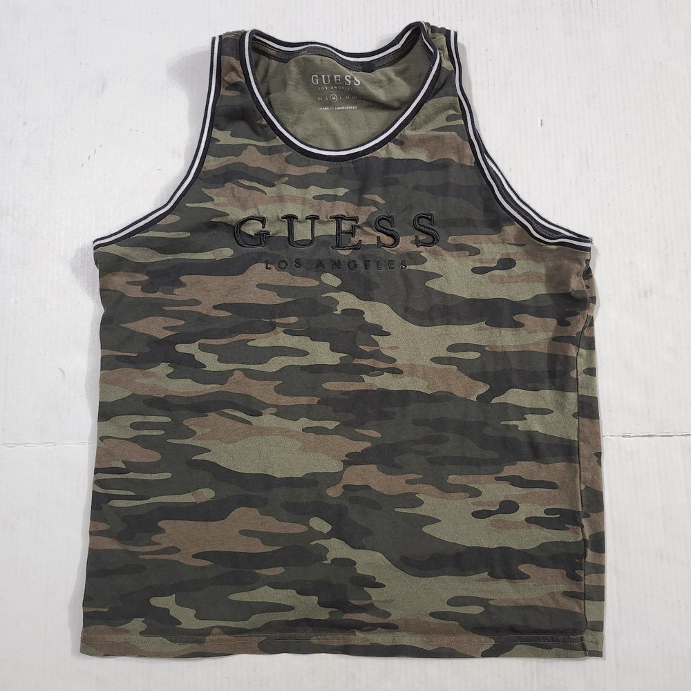 Guess Los Angeles Camo Tank Top Men's Medium M Sleeveless Graphic Tee Shirt