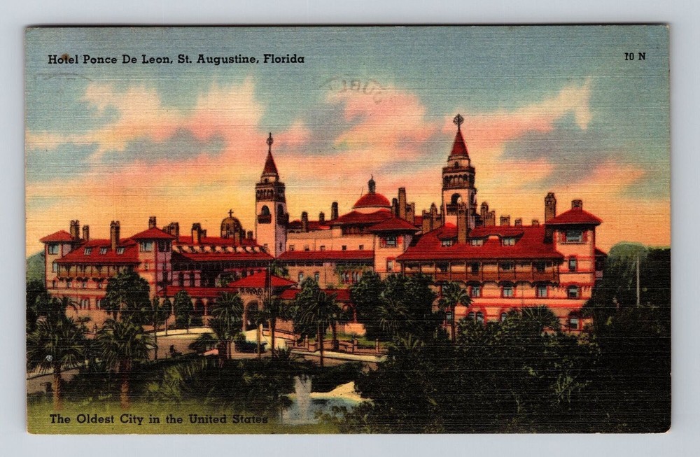 St. Augustine FL-Florida, Hotel Ponce De Leon, Oldest City, Vintage Postcard