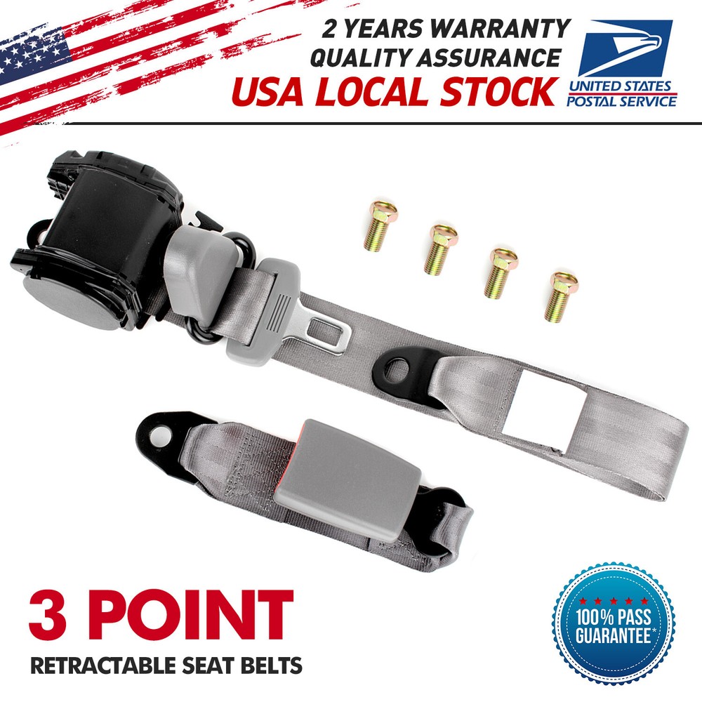 Retractable 3-Point Adjustable Safety Seat Belt for Cars and Vehicles