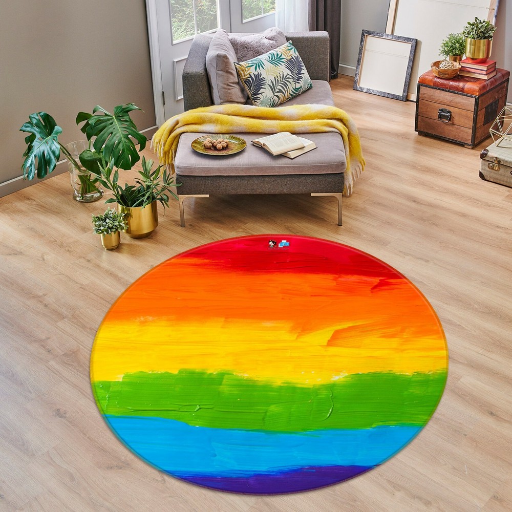 3D Rainbow Paint NAO4358 Game Rug Mat Elegant Photo Carpet Mat Fay