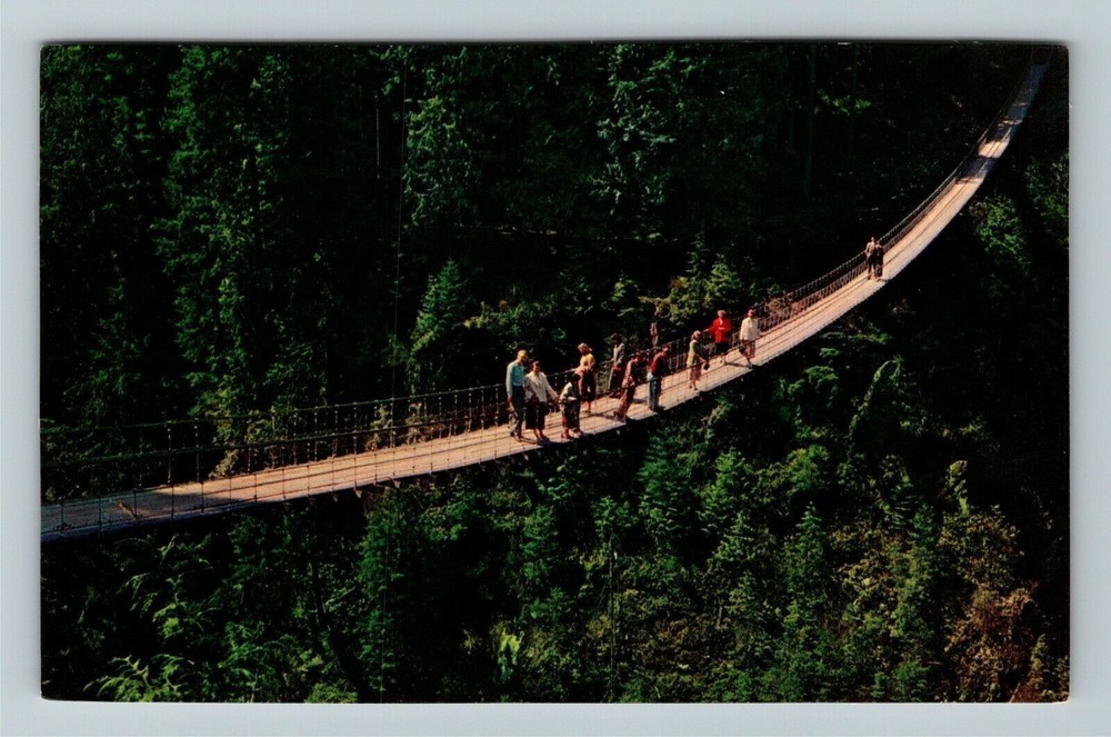 North Vancouver British Columbia Canada, Capilano Bridge, Vintage Postcard