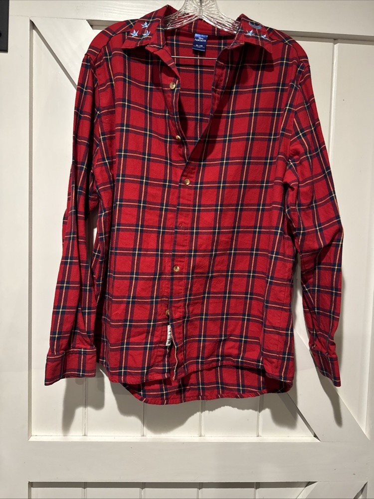 Disney Fantasia Mickey Mouse Wizard Plaid Flannel Shirt Long Sleeve Top Large