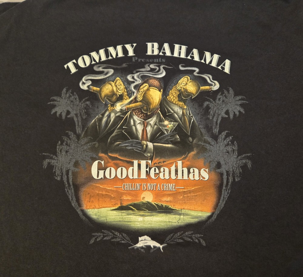 Tommy Bahama Mens Good Feathers Chillin Is Not A Crime T Shirt Sz 3X Black