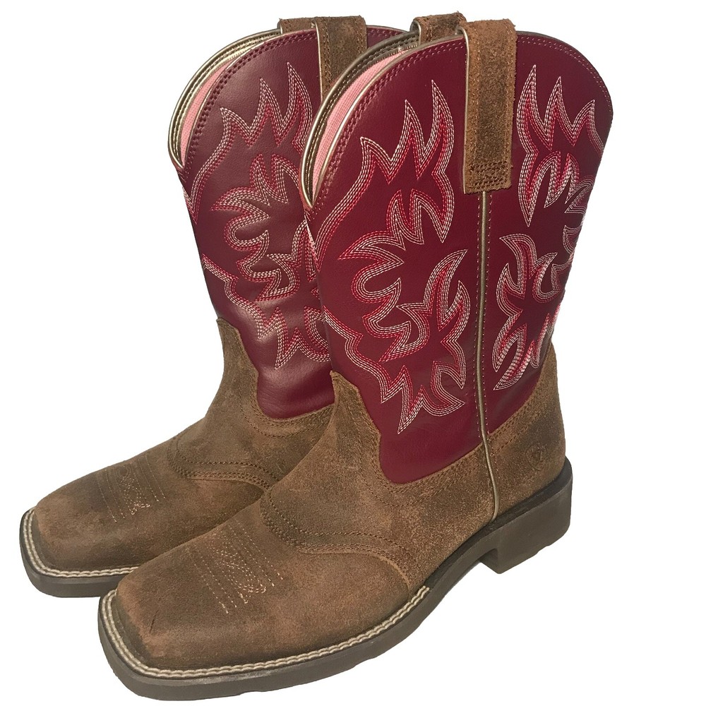ARIAT Delilah Womens Square Toe Cowgirl Boot in Java/Burgundy Size 7B