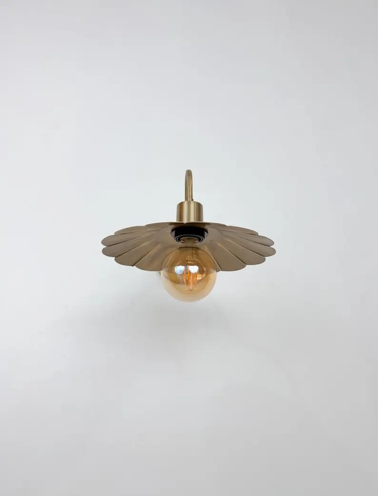 Modern Brass Flower Wall Sconce with Amber Shade | 10