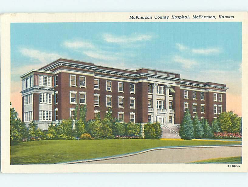 Unused Linen HOSPITAL SCENE Mcpherson Kansas KS J9351@