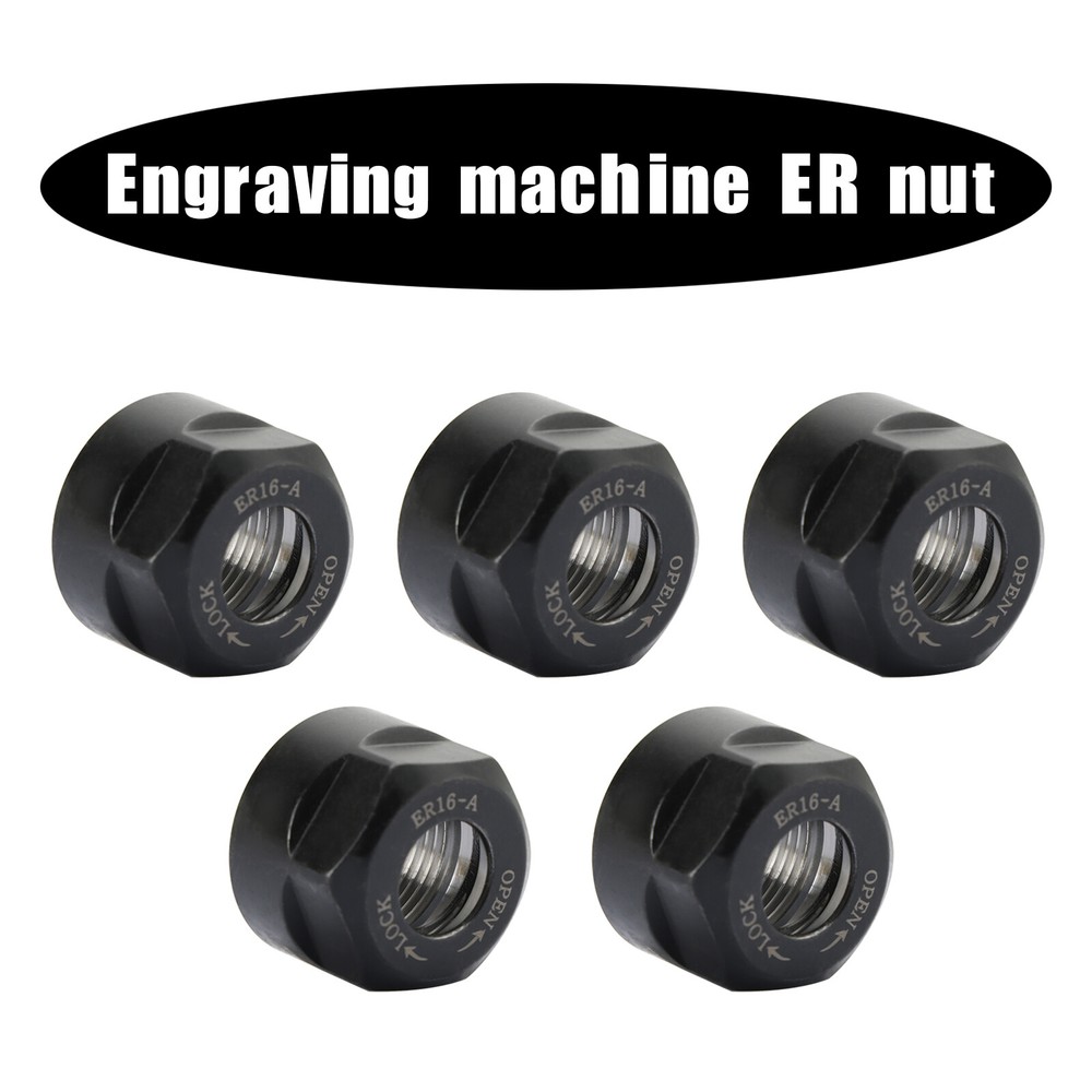 5-Pack ER16-A Black Collet Clamping Nut for CNC Milling Chuck Holder Lathe