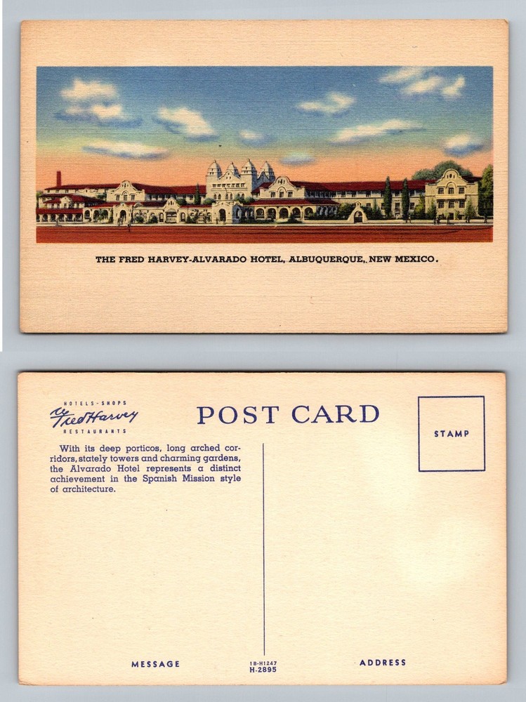 Albuquerque, NM-New Mexico, Fred Harvey Alvarado Hotel Spanish Vintage Postcard