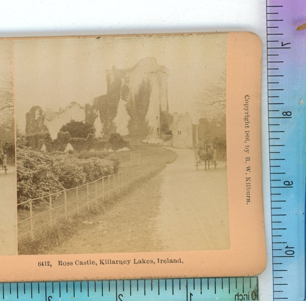 Ross Castle Killarney Lakes Ireland B.W. Kilburn Stereoview