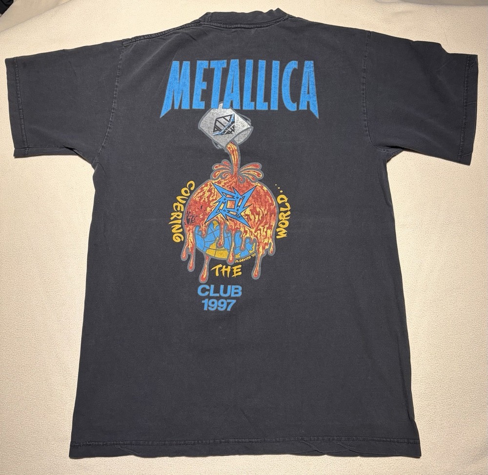 Vintage 1997 Metallica Club T Shirt Giant Tag Large Black Double Sided Rare