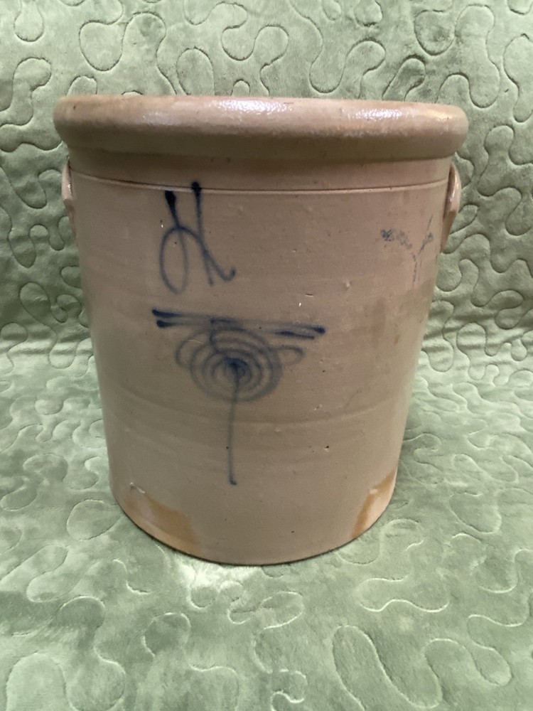 Antique Bee Sting Pottery Stoneware Salt Glaze 4 Gallon Crock w handles