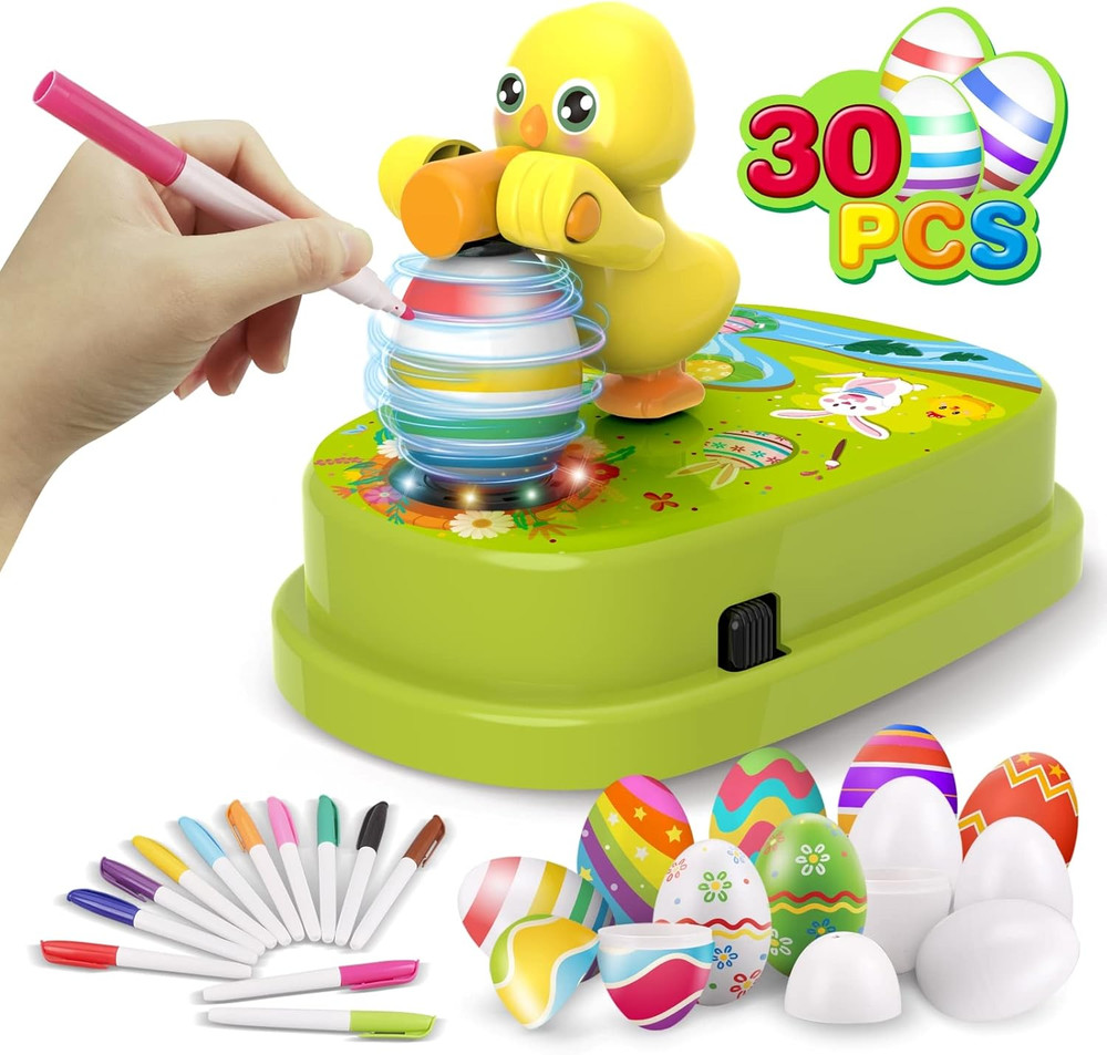 Easter Egg Decorating Kit, Easter Egg Dye Kit Egg Decorating Spinner with 12 Dyi