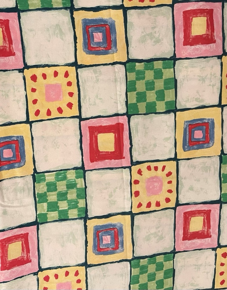 Vtg Cotton Fabric 5th Avenue Design For Covington Screen Print Home Decor BTY