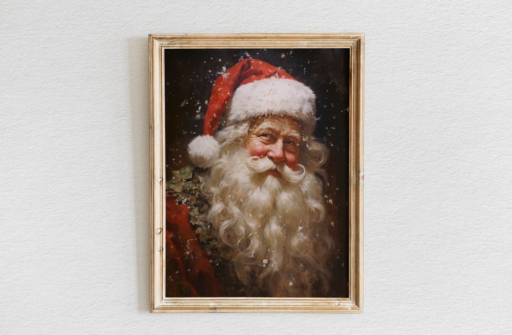 Santa Claus Portrait Vintage Holiday Wall Art Santa Christmas Festive Decor