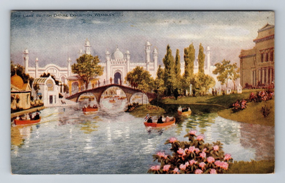 Wembley, London, England, British Empire Exhibition Lake, Vintage Postcard