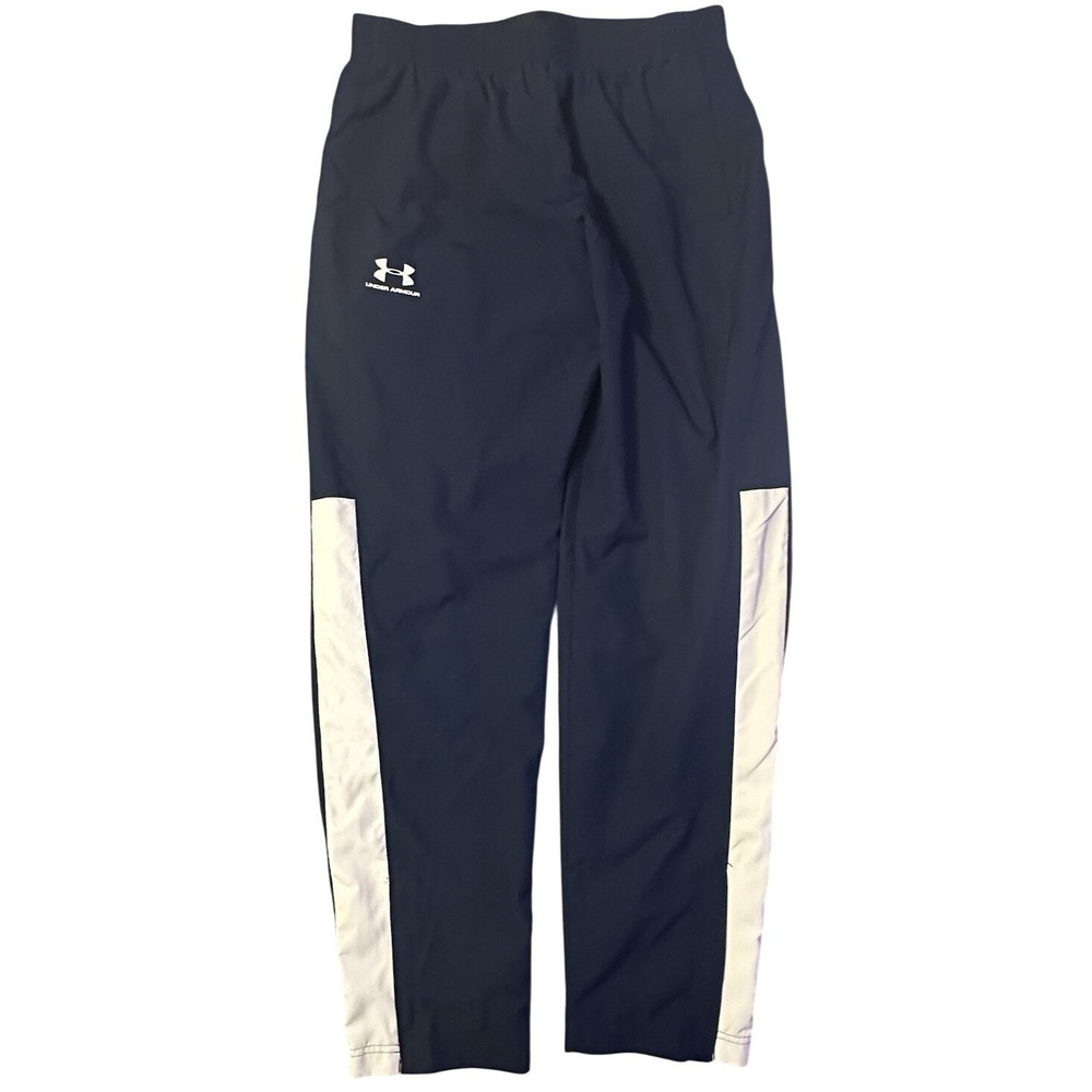 Under Armour Track Pants Mens Large Navy Blue White Stripe Athletic Loose Ankle