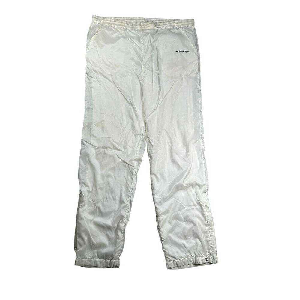 Adidas Windbreaker Pants Mens Large White Vintage 90's Old School Lined