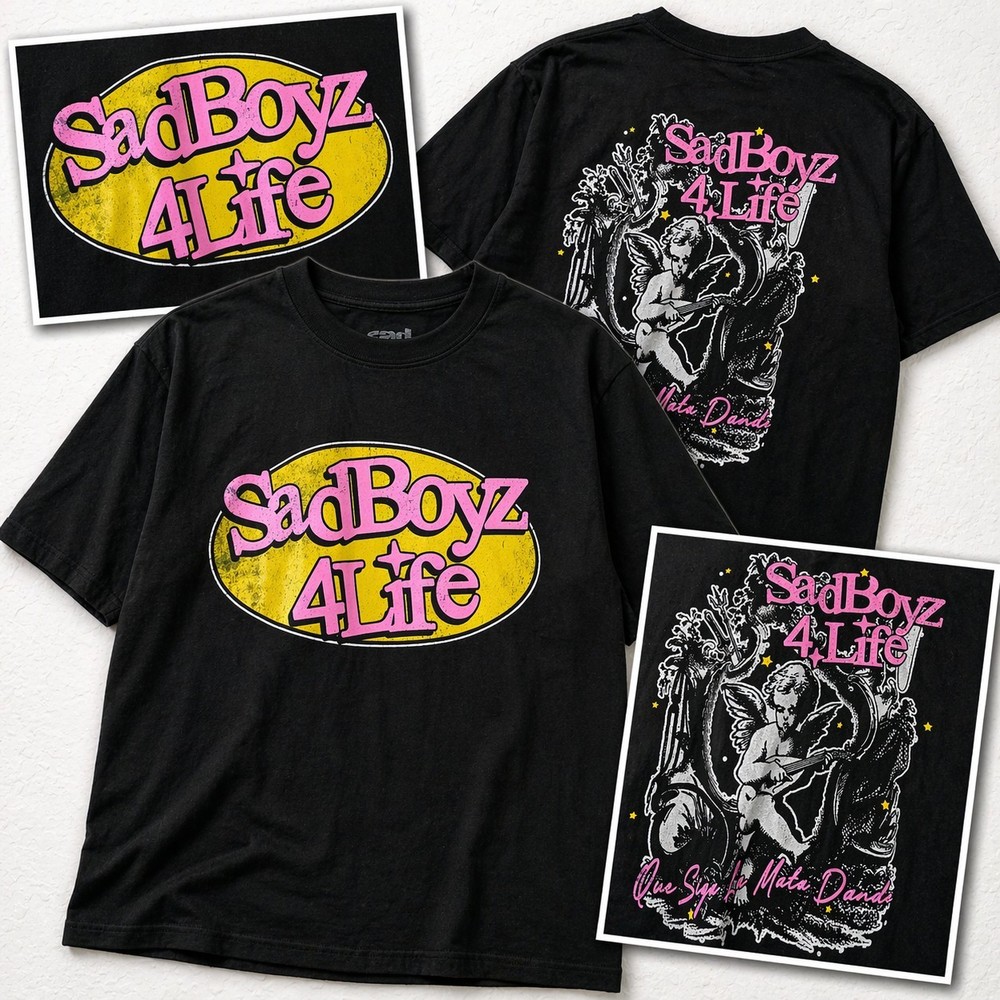Sad Boyz 4 Life Black Pink Yellow Doublesided Tshirt Size Large