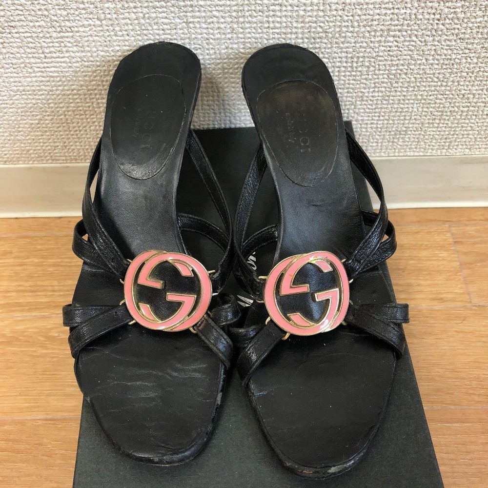 Gucci Black Heeled Mule Sandals Size 36 Womens Preowned Ag1105