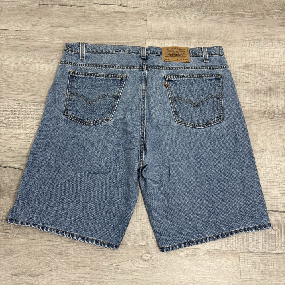 Vintage 90s Levis Orange Tab Blue Denim Shorts Wide Leg Mens Size 38