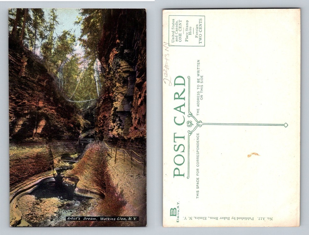Watkins Glen, NY-New York, Artist’s Dream Gorge Bridge Vintage Postcard