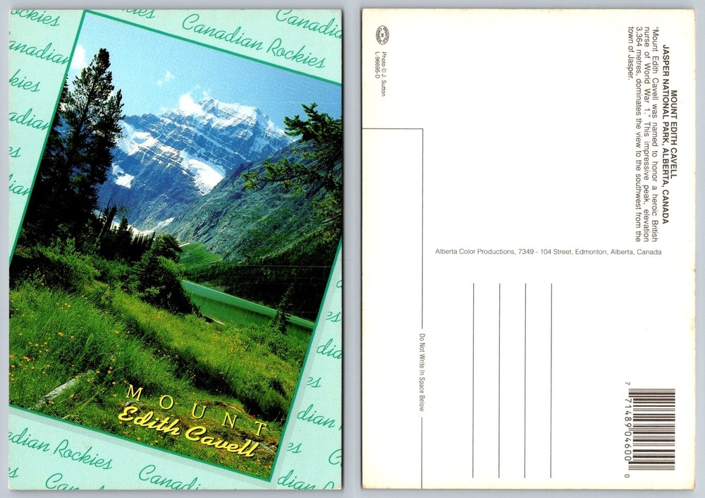 Mount Edith Cavell Jasper National Park Alberta Canada Rockies Postcard