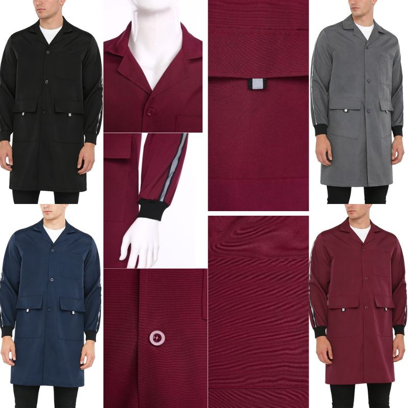 Unisex Outwear Wear-resistant Jacket Front Button-down Coat Loose Fit Adult Lab