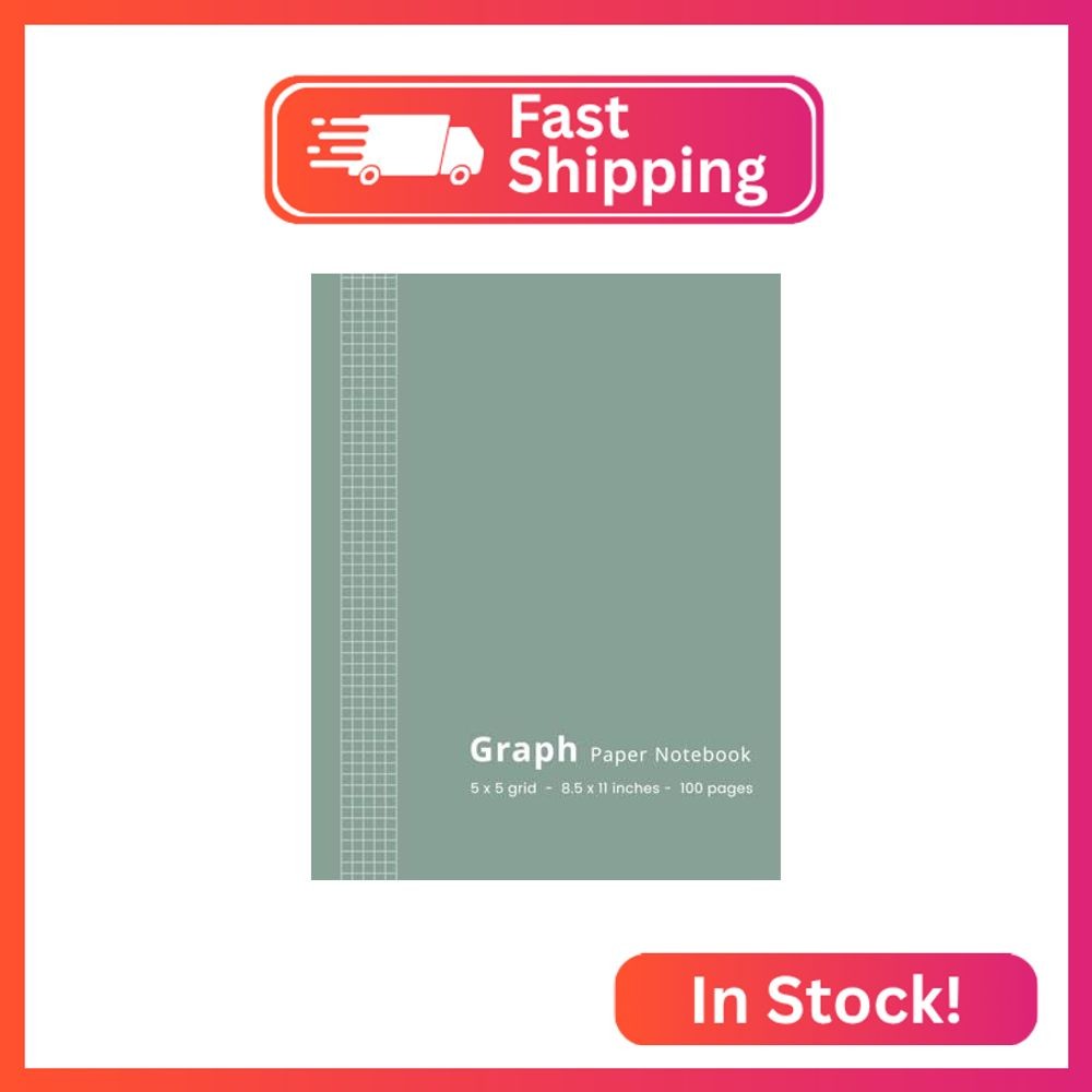 Graph Paper Notebook - 5x5 Grid - 8.5 x 11 - 100 Pages: Quadrille Composition Bo
