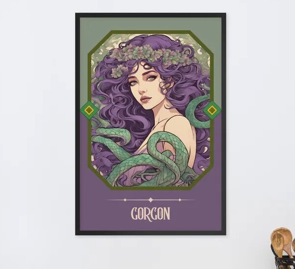 Art Nouveau Gorgon Tarot Woman Art Print Mystical Mythology