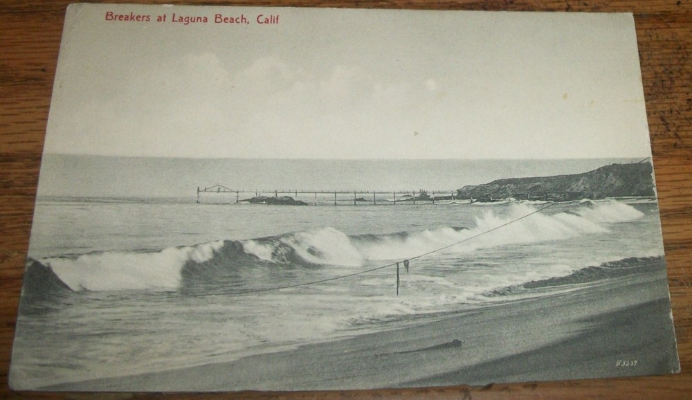 c 1911 POSTCARD Laguna Beach CA-California BREAKERS AND PIER LAGUNA BEACH  S8