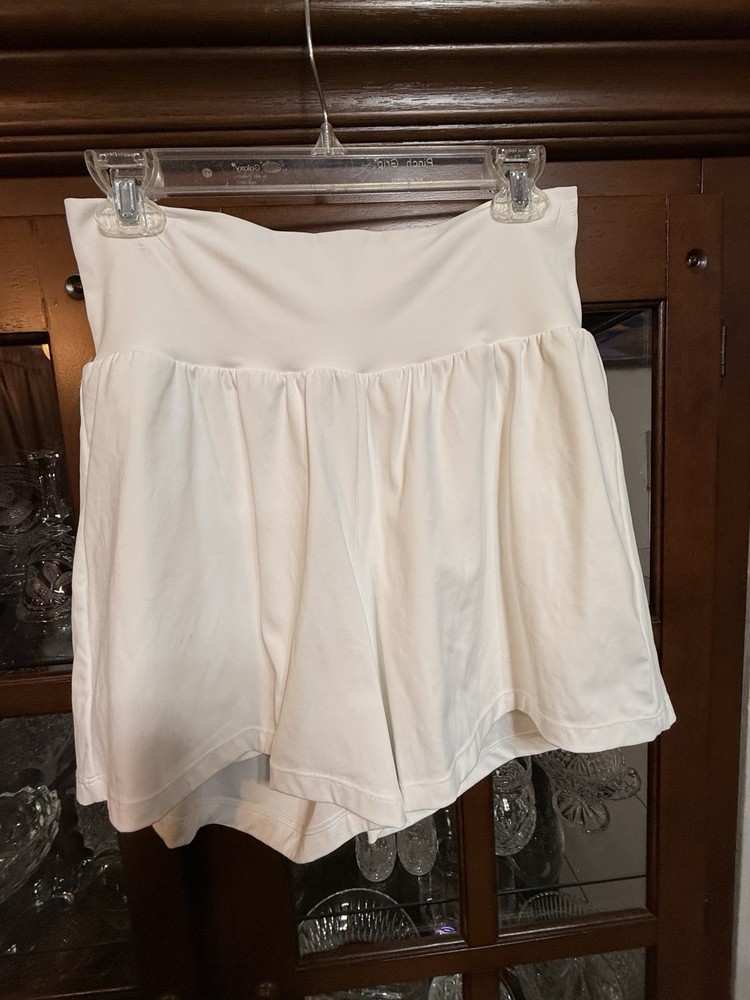 Halara SoftlyZero Airy White High Waist Side Ruched Layered Shorts Size Large