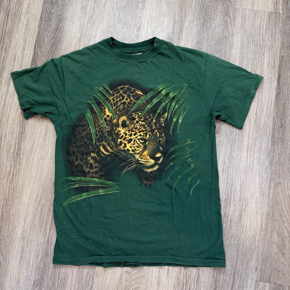 Jaguar Cheetah Leopard T-Shirt Vintage Nature-Inspired Tee, Size Medium