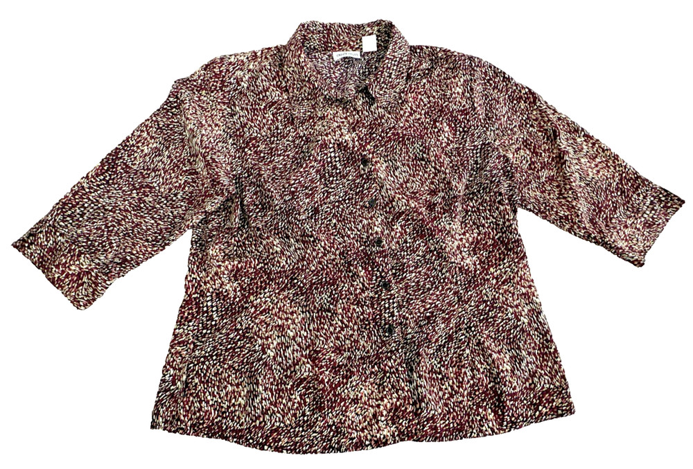 Apparenza Women's 1X Plus Size Multicolor Button Up Blouse Collared. Boho Funky