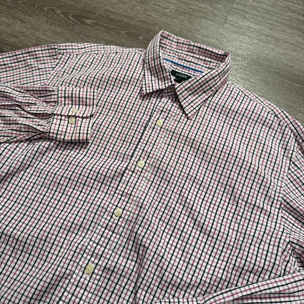 Vintage J Crew Shirt Mens Large Plaid Button Up Long Sleeve Preppy Adult Casual