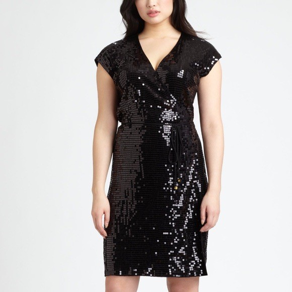 Michael Kors Women’s Black Sequin Wrap Dress Size XL