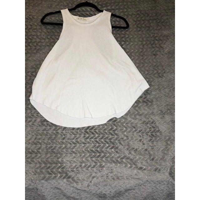 Free People We The Free White Waffle Knit Racerback  Tank Top Small 0032