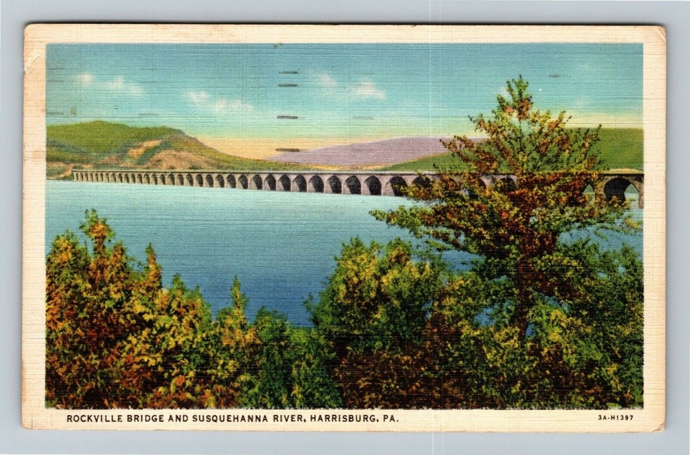 Harrisburg PA-Pennsylvania, Rockville Bridge And River, Vintage Postcard