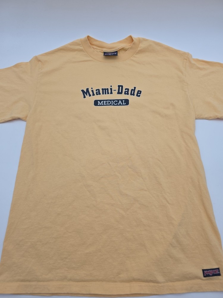 Vintage Jansport Miami Dade T-Shirt Men Large Yellow USA Tee.#45070