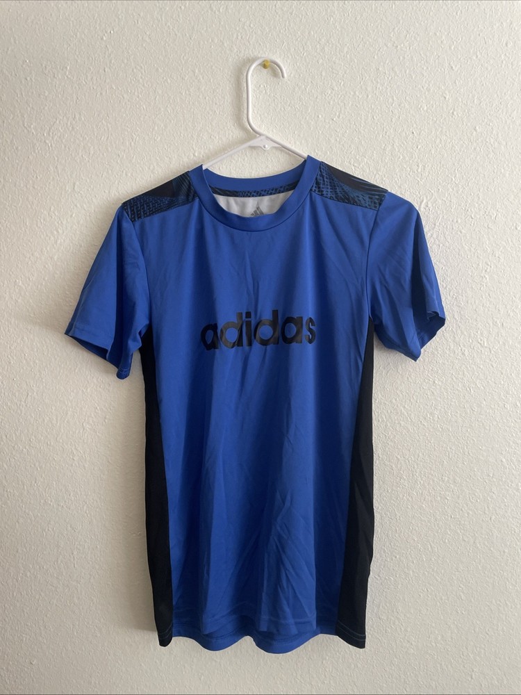 Adidas Men's Performance Tee Blue Black Graphic Logo