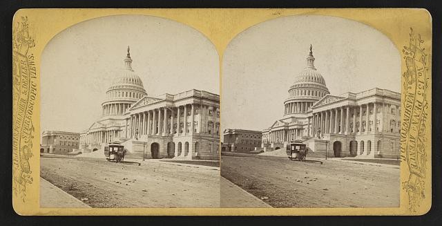 Photo:Washington DC U.S. Capitol 1890s Stereograph Horse-Drawn Trolley