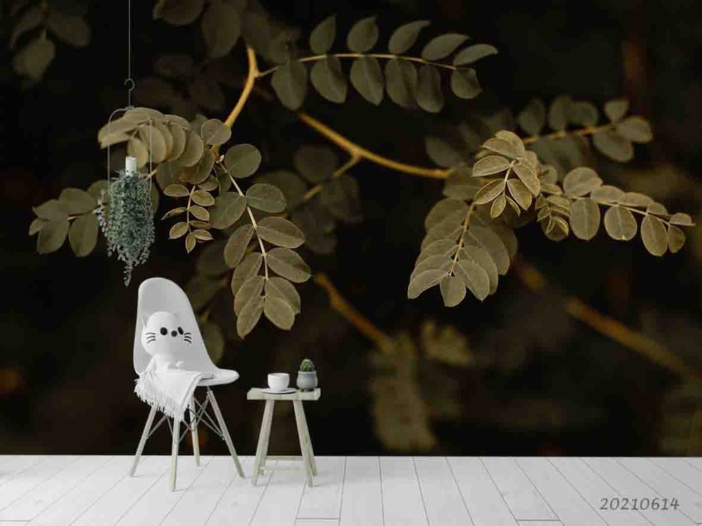 3D Plant Leaves Closeup Wall Murals Wallpaper Murals Wall Sticker