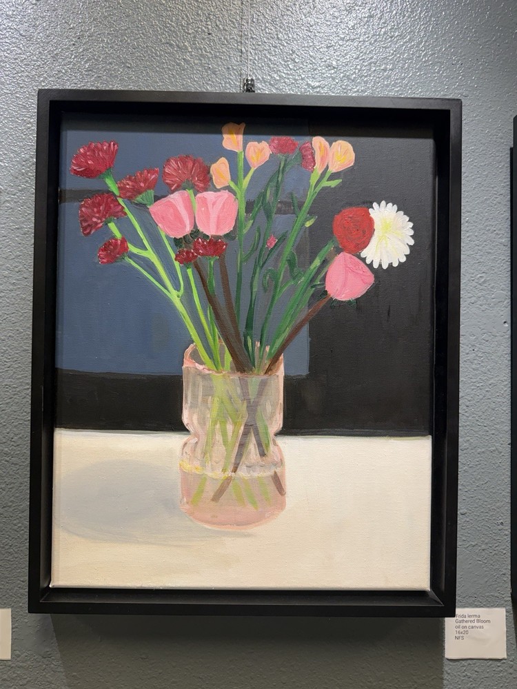 Frida Ierma Gathered Bloom Framed Modern Oil Painting Flowers on Canvas