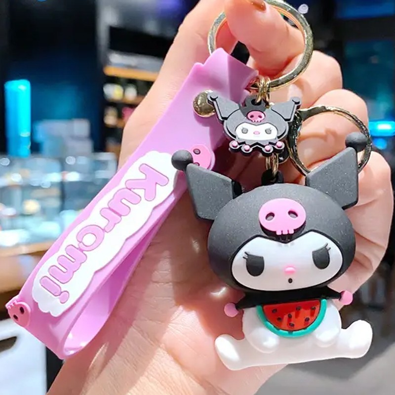 Kuromi Keychain Charm 3D Figure Kuromi Silicone Keychain (Melon) - Ship from US