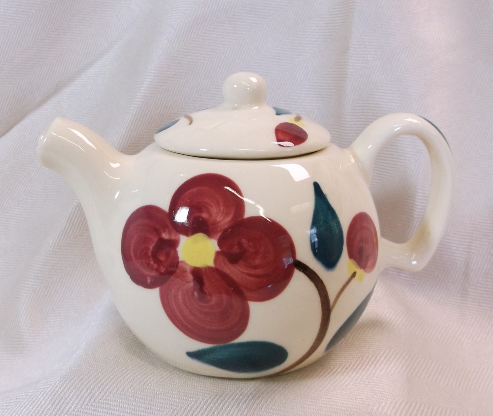 Vintage circa 1940's Purinton Small One Cup Mountain Rose Pattern Teapot