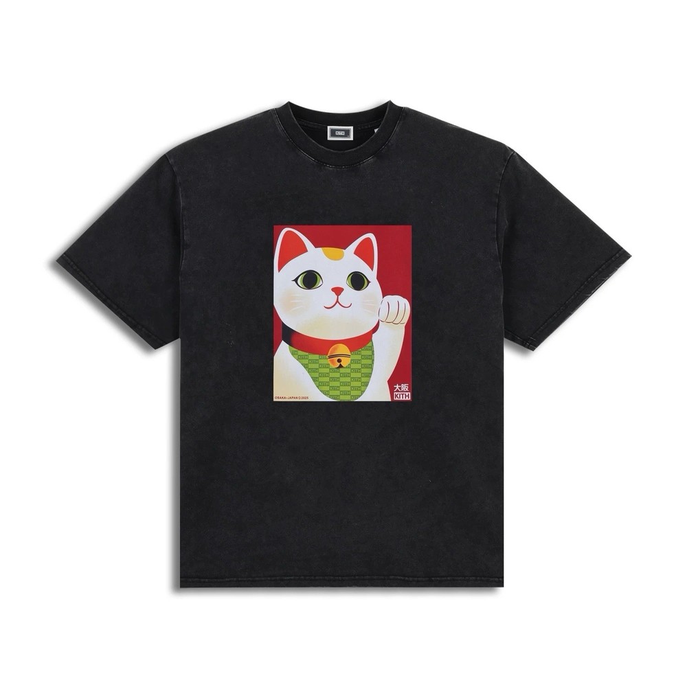 KITH Osaka Exclusive Maneki Neko Lucky Cat T-Shirt BLACK Size M