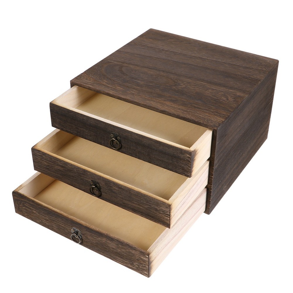 Retro Drawer Desk Organizer Kitchen Desktop Storage Cabinet Tabletop Organizers
