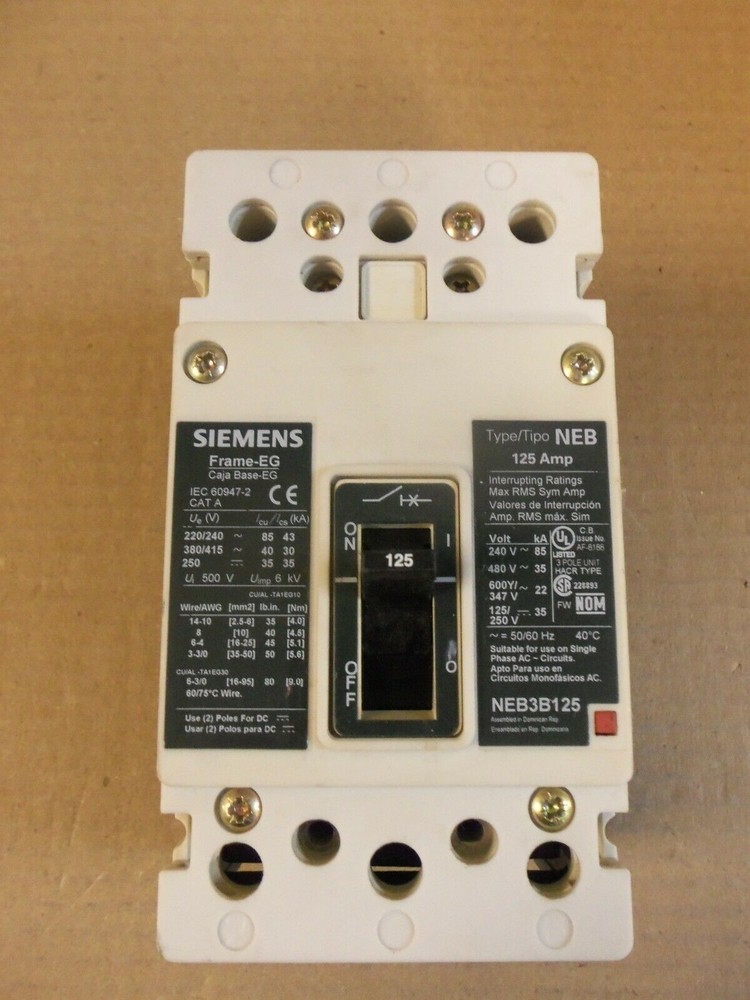 ITE SIEMENS NEB3B125 3 POLE 125 amp 480V  CIRCUIT BREAKER