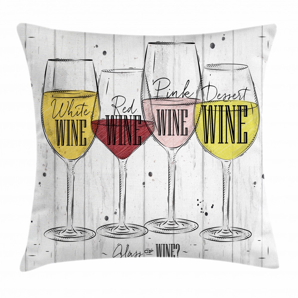 Rustic 24-Inch Square Wine Theme Cushion Cover with Four Varieties