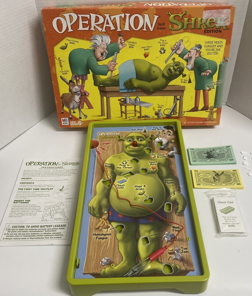 2004 Shrek Operation Game Milton Bradley Sealed Cards Incomplete Missing 1 Piece