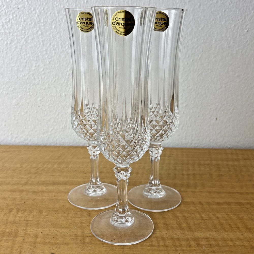 CRISTAL D’ ARQUES Longchamp Crystal Champagne Flutes 8